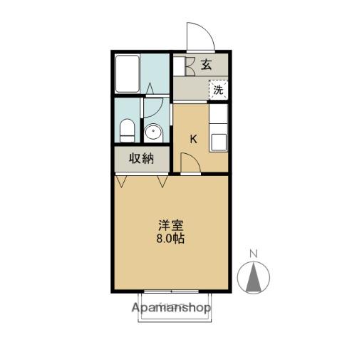 ヴィラ・ボヌール(1K/2階)の間取り写真