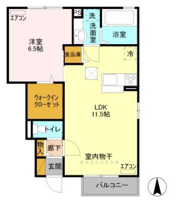 ラック ローズ(1LDK/1階)の間取り写真