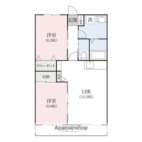 井野マンション(2LDK/2階)の間取り写真