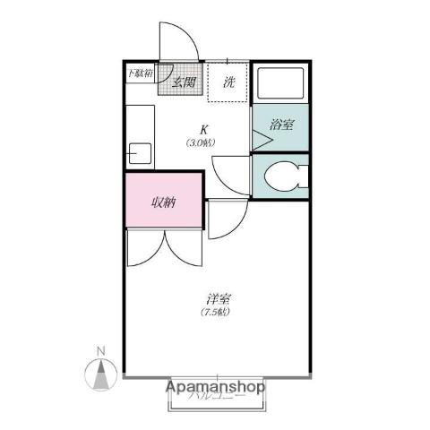 ビューハイツ江木(1K/2階)の間取り写真