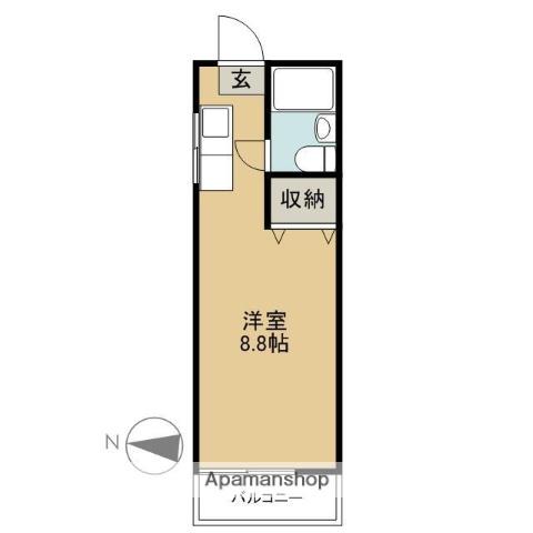 岩神ハイツ(ワンルーム/2階)の間取り写真