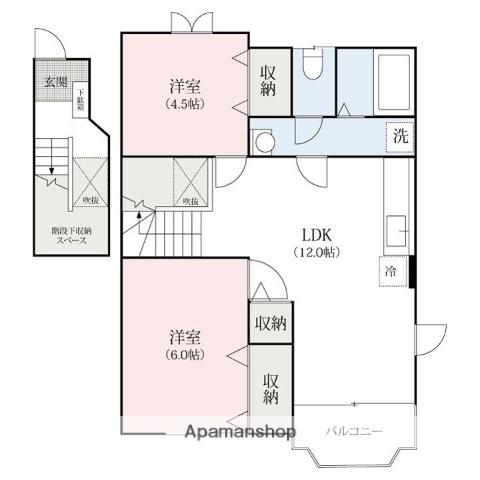 シャルマンハイツ(2LDK/2階)の間取り写真