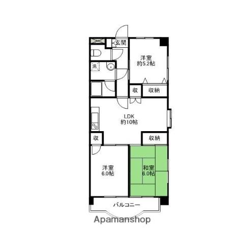 ティアール小相木(3LDK/6階)の間取り写真