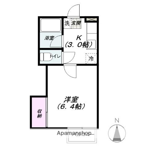 シティハイツランA・B・C(1K/1階)の間取り写真