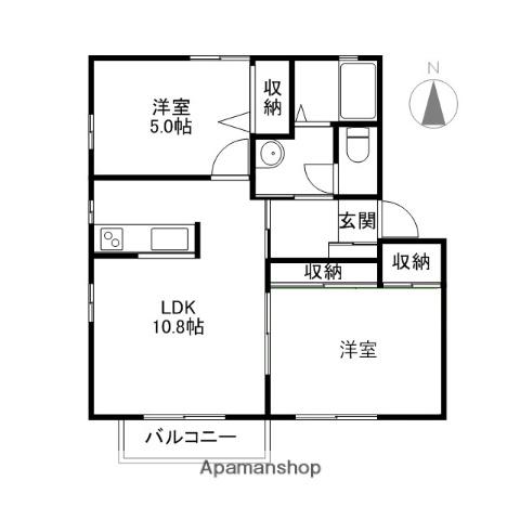 グランドヒルズA・B(2LDK/2階)の間取り写真