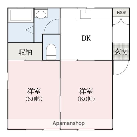 ノースウィング(2DK/1階)の間取り写真