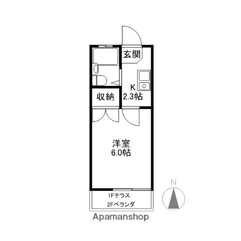 ΑNEXT荒牧第1(1K/2階)の間取り写真
