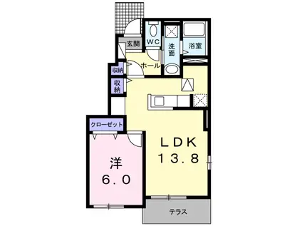 ムーン ブルク(1LDK/1階)の間取り写真