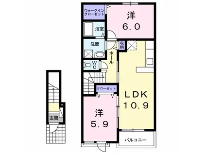 上越線 渋川駅 徒歩28分 2階建 築11年(2LDK/2階)の間取り写真