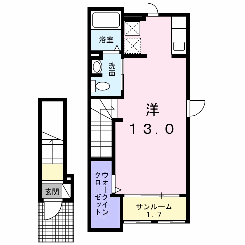 ASHADE(ワンルーム/2階)の間取り写真