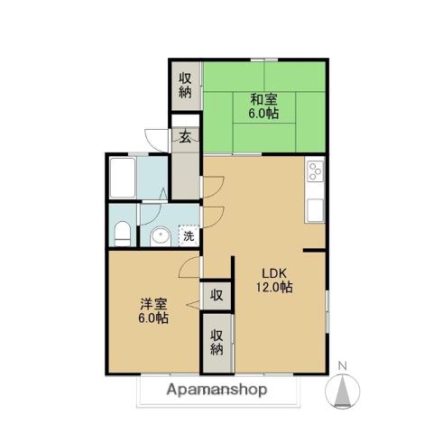 セゾン ブローニュ(2LDK/1階)の間取り写真