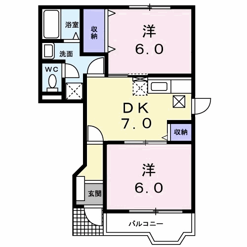 モンテアイレス(2DK/1階)の間取り写真