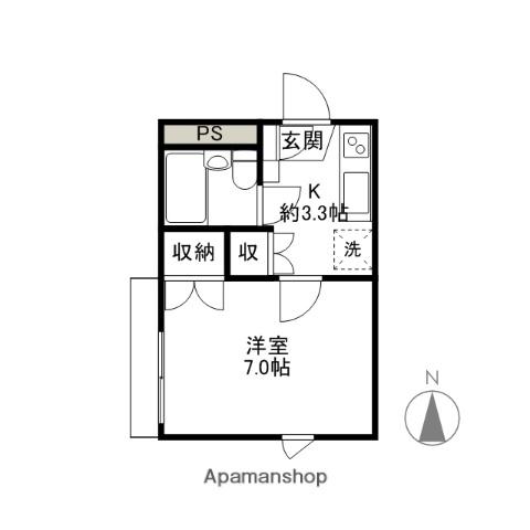 坂東ハイツ(1K/1階)の間取り写真