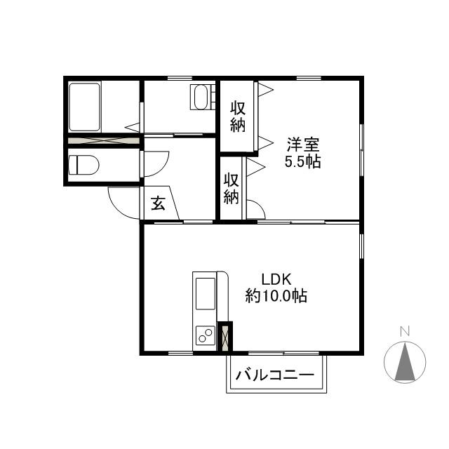 ガル・ウイング(1LDK/1階)の間取り写真