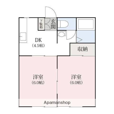 リーブルC(2K/2階)の間取り写真