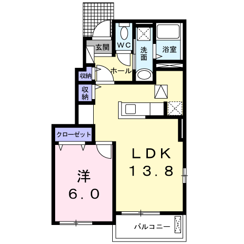 マローソ Ⅱ(1LDK/1階)の間取り写真