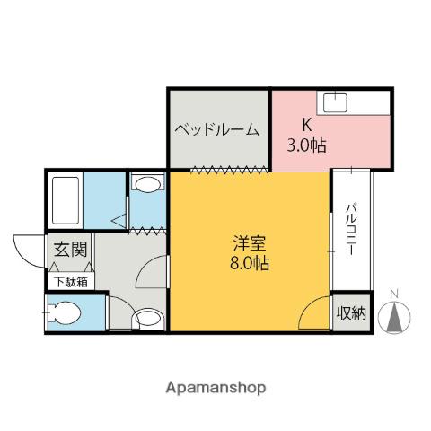 レスター(1K/1階)の間取り写真