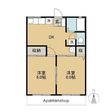 メゾンM(2DK/2階)の間取り写真