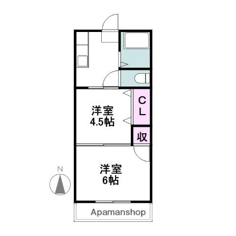 サンハイツ吉岡(2K/2階)の間取り写真