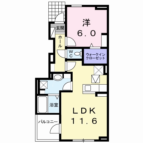 カーサ リリー(1LDK/1階)の間取り写真