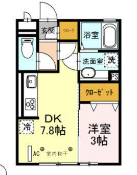 セプトガーデン元総社(1DK/2階)の間取り写真