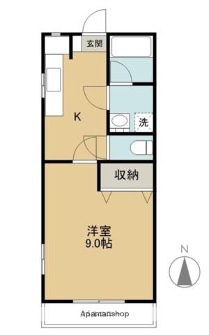 コモドカーサ下小出(1DK/1階)の間取り写真