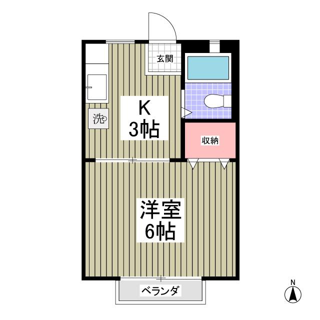 サンシティ江田 A(1K/2階)の間取り写真