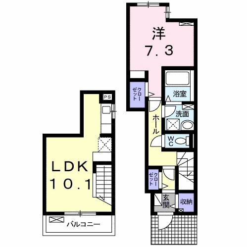 アオ アクア Ⅰ(1LDK/1階)の間取り写真