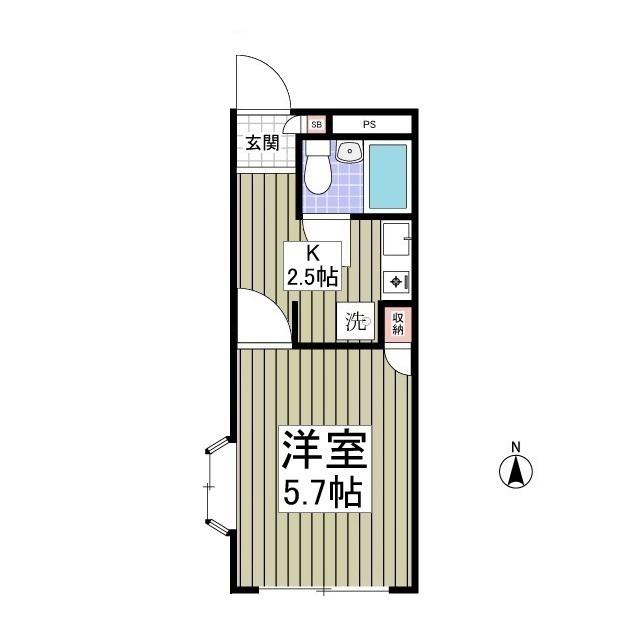 エーデルハイツ(1K/1階)の間取り写真