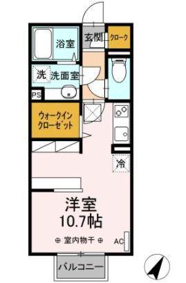 アナベルⅡ(ワンルーム/1階)の間取り写真