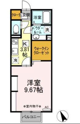 チェントロクオーレⅠ(1K/1階)の間取り写真