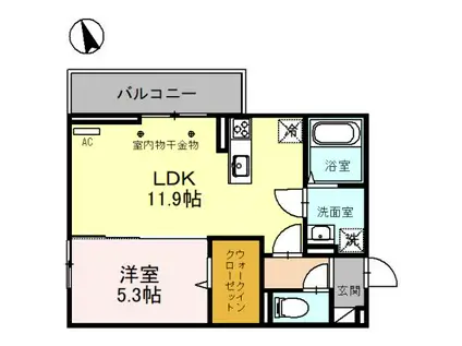D-ROOM三河町(1LDK/2階)の間取り写真