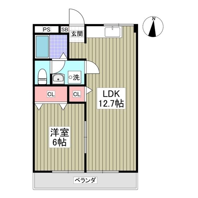 第二サンライフ大嶋(1LDK/2階)の間取り写真