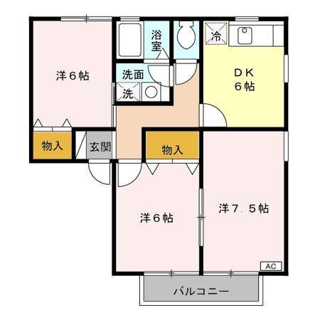 アビイロード Ⅰ(3DK/1階)の間取り写真