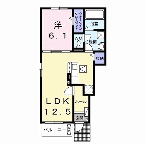 ラピス リジェール(1LDK/1階)の間取り写真