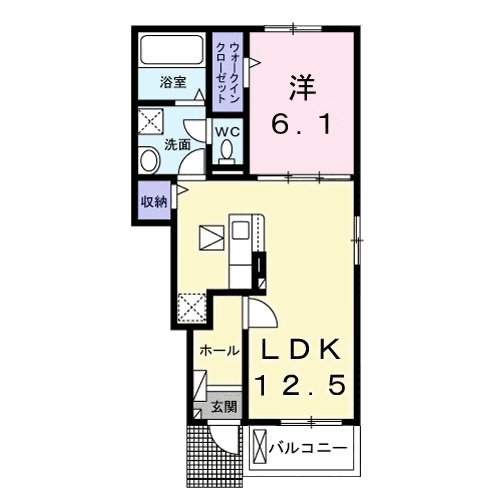 ラピス リジェール(1LDK/1階)の間取り写真
