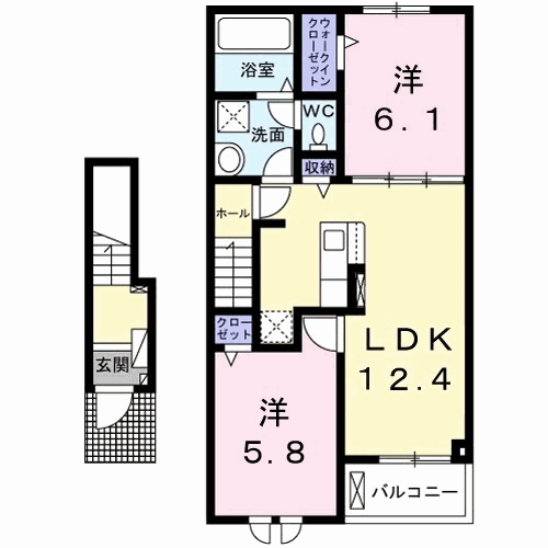 ラピス リジェール(2LDK/2階)の間取り写真