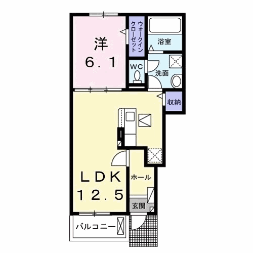 グレイスパークⅠ(1LDK/1階)の間取り写真