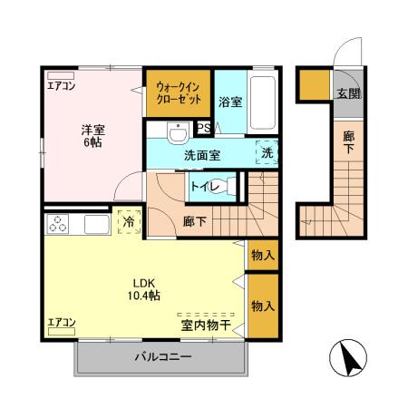 ムーンカーサ II(1LDK/2階)の間取り写真