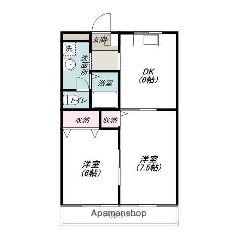 小倉ハイツC棟1階(2DK/1階)の間取り写真