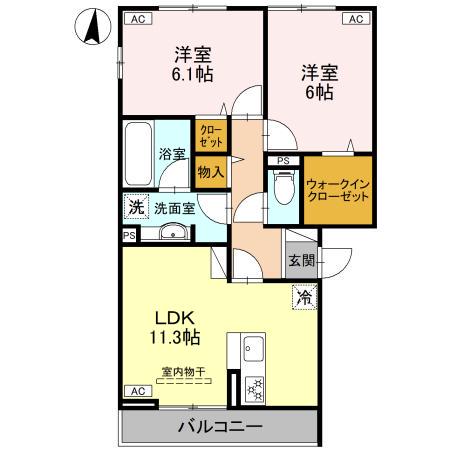 EIJU HOUSE II(2LDK/3階)の間取り写真