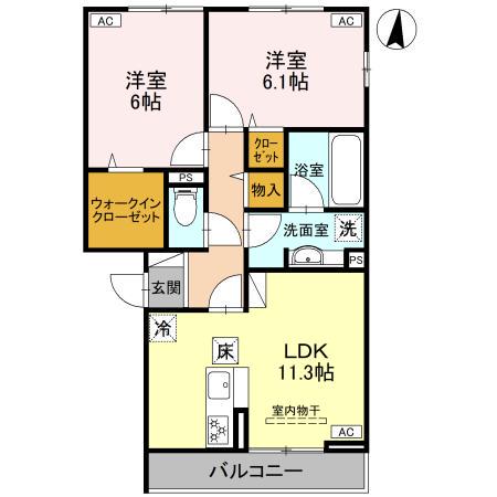 EIJU HOUSE II(2LDK/1階)の間取り写真