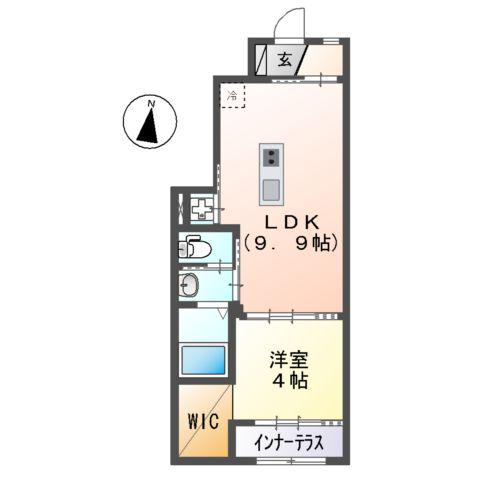ヴィラ・ソレイユ B(1LDK/1階)の間取り写真