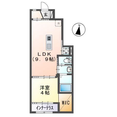 ヴィラ・ソレイユ B(1LDK/1階)の間取り写真