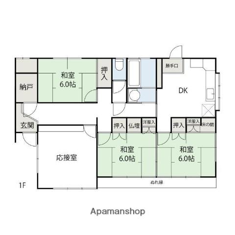 上毛電気鉄道上毛線 中央前橋駅 徒歩35分 2階建 築53年(4DK/1階)の間取り写真