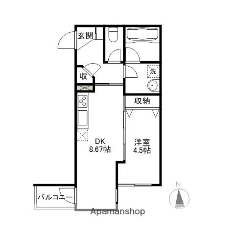 あさひレジデンス表町(1DK/1階)の間取り写真