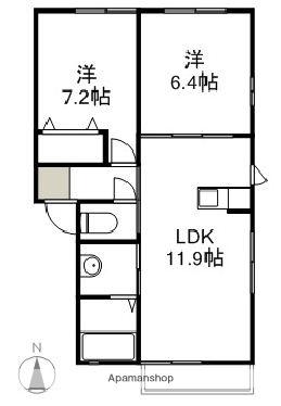 サマンサA・B(2LDK/2階)の間取り写真