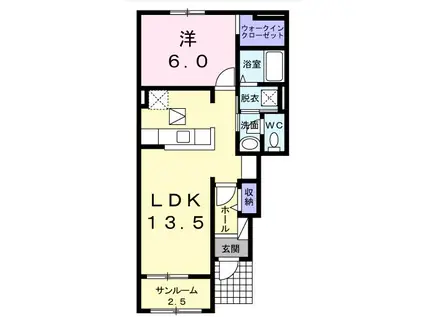 上越線 渋川駅 徒歩28分 2階建 築11年(1LDK/1階)の間取り写真