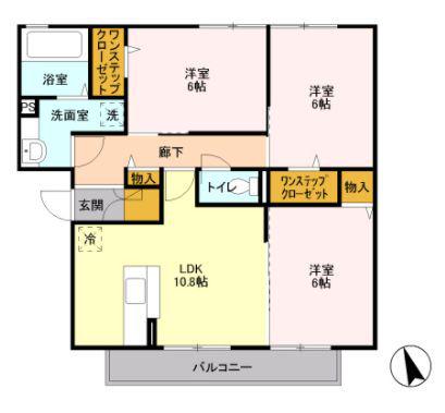 パラシオン(3LDK/2階)の間取り写真