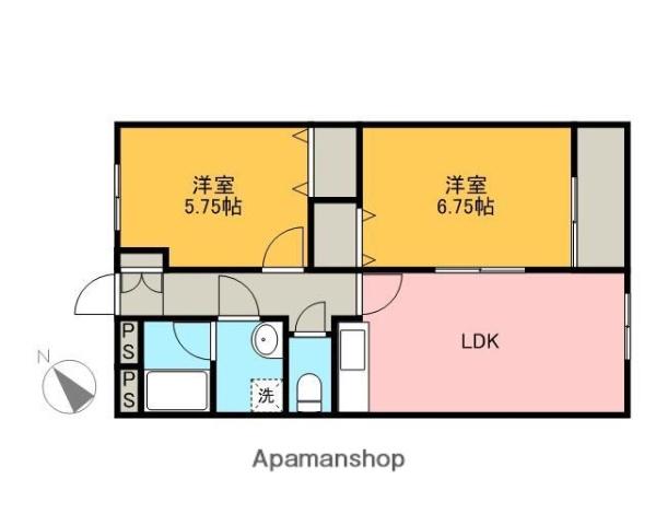 ベリーナ高瀬C(2LDK/2階)の間取り写真